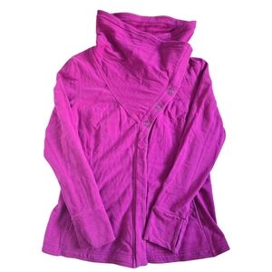 Lucy Jacket Hatha Flow Asymmetrical Zip Funnel Collar Yoga Fuschia Women's Large